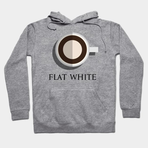 Hot flat white coffee cup top view in flat design style Hoodie by FOGSJ